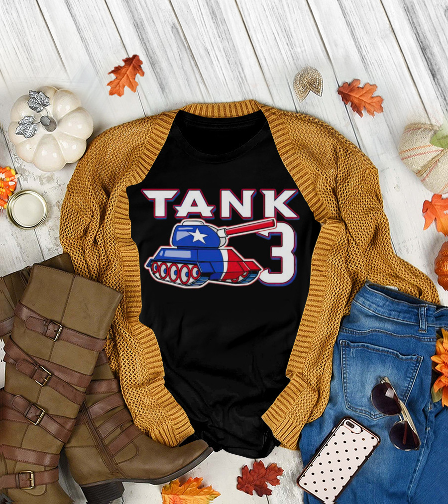 Texas Rangers Tank 3 Patriotic Flag Colors T-Shirt