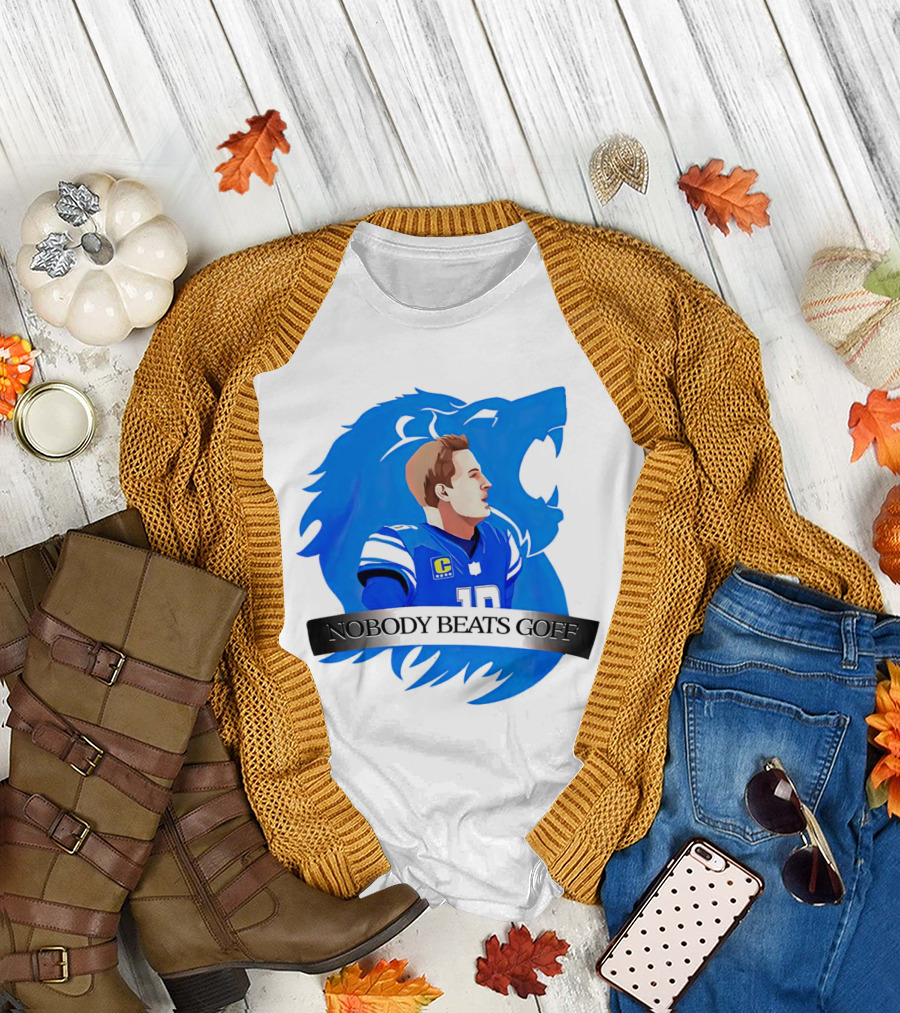 That’s Good Sports Nobody Beats Goff Blue Lion Football Player T-Shirt
