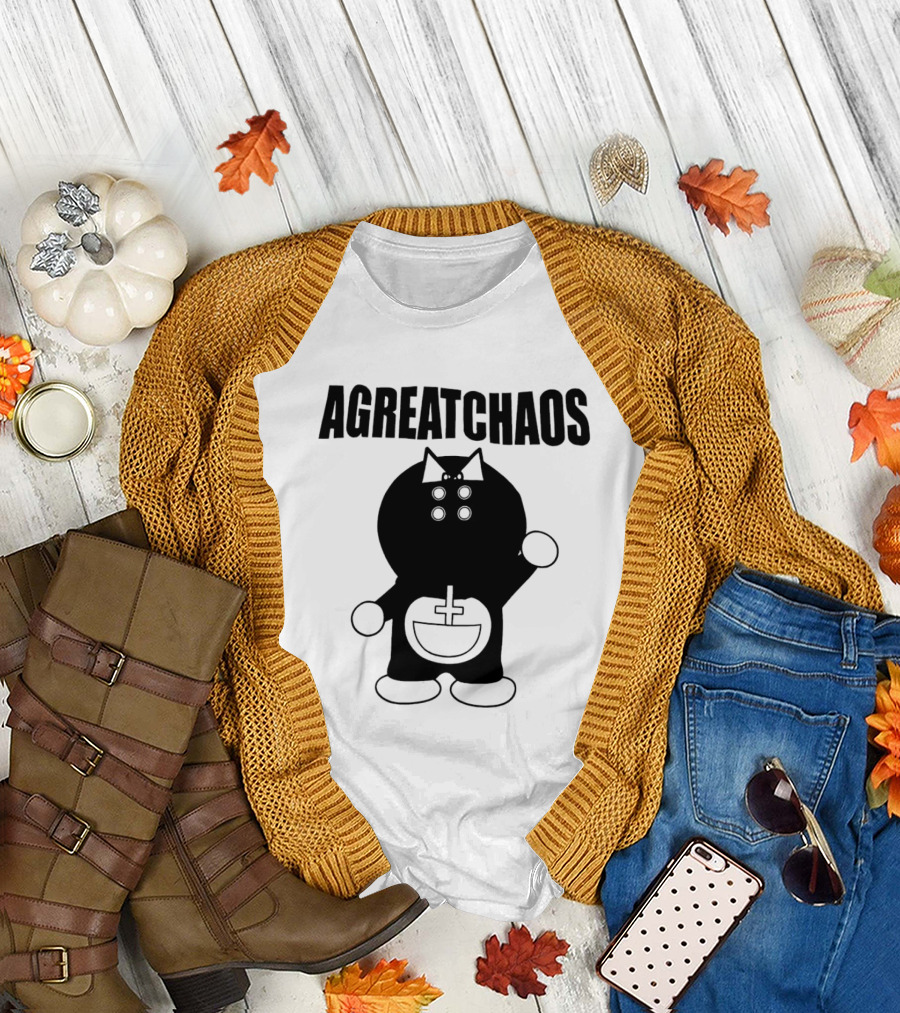 AGREATCHAOS Doraemon Silhouette with Cross T-Shirt