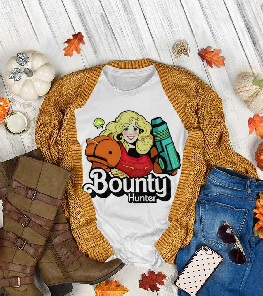Bounty Hunter Retro Blonde Character with Sci-Fi Armor T-Shirt