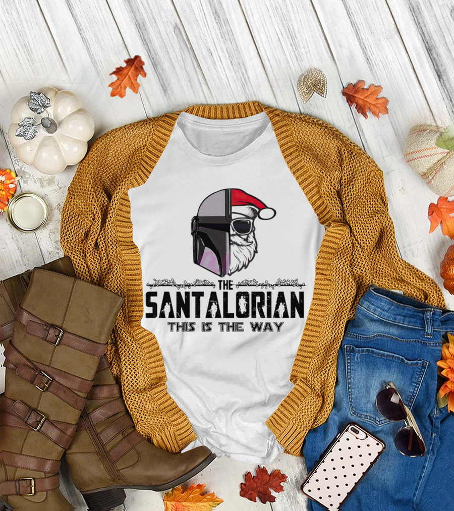 The Santalorian This Is The Way Santa Claus Christmas Helmet Santa Hat T-Shirt