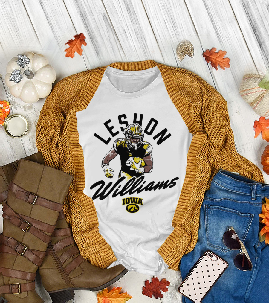 Leshon Williams Iowa Football Hawkeyes Cartoon Football Player T-Shirt