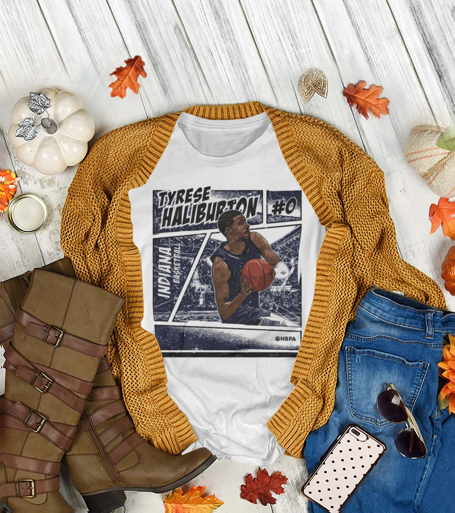 Tyrese Haliburton Indiana Basketball #0 NBPA Comic T-Shirt