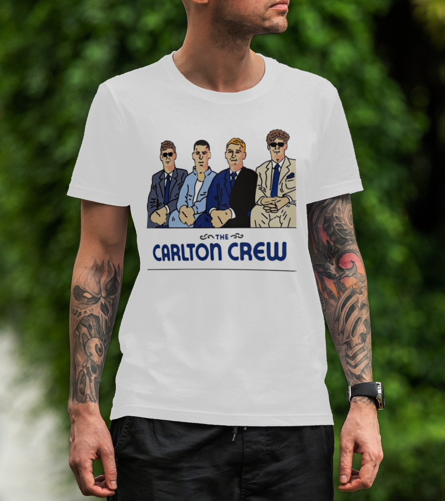 Carlton Crew Cartoon Characters In Suits And Sunglasses T-Shirt