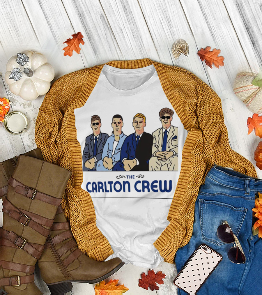 Carlton Crew Cartoon Characters in Suits and Sunglasses T-Shirt
