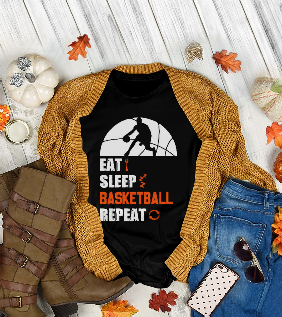 Eat Sleep Basketball Repeat Player Silhouette Ball T-Shirt