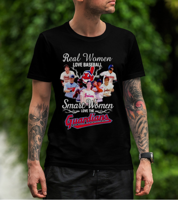 Real Women Love Baseball Smart Women Love Cleveland Guardians T-Shirt
