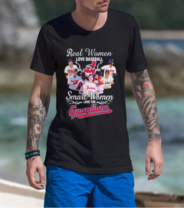 Real Women Love Baseball Smart Women Love Cleveland Guardians T-Shirt