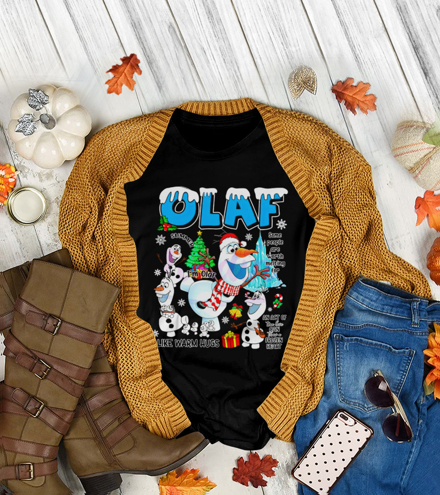 OLAF Summer I'm Olaf I Like Warm Hugs Christmas Santa Hat Some People Are Worth Melting For T-Shirt