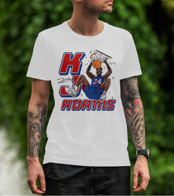 KJ Adams Kansas Jayhawks Dunking Basketball Player 24 Signature T-Shirt