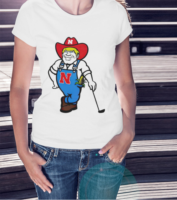 Nebraska Huskers Herbie Husker Iconic Corn Golf Character T-Shirt
