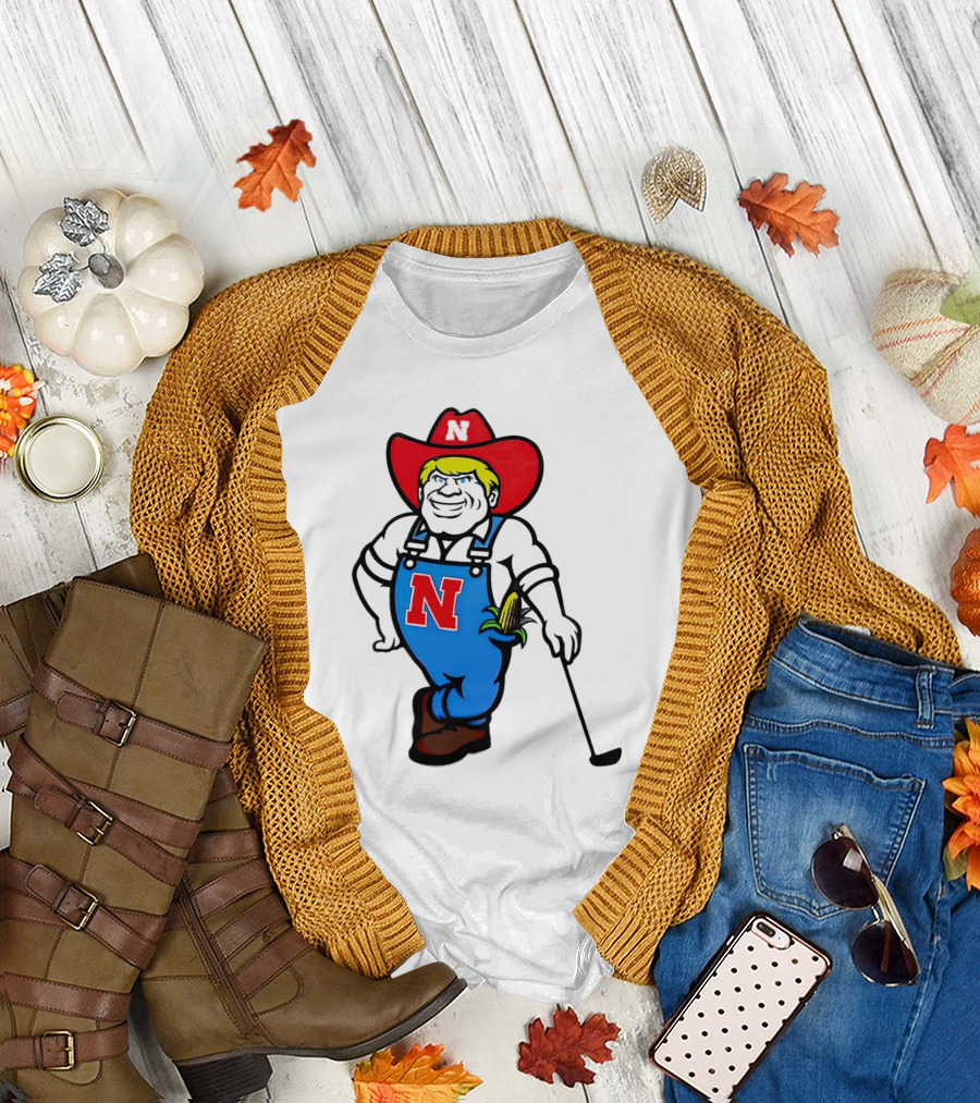 Nebraska Huskers Herbie Husker Iconic Corn Golf Character T-Shirt