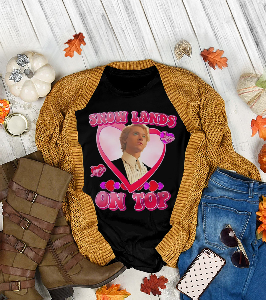 Snow Lands Love On Top Heart Framed Portrait Romance T-Shirt