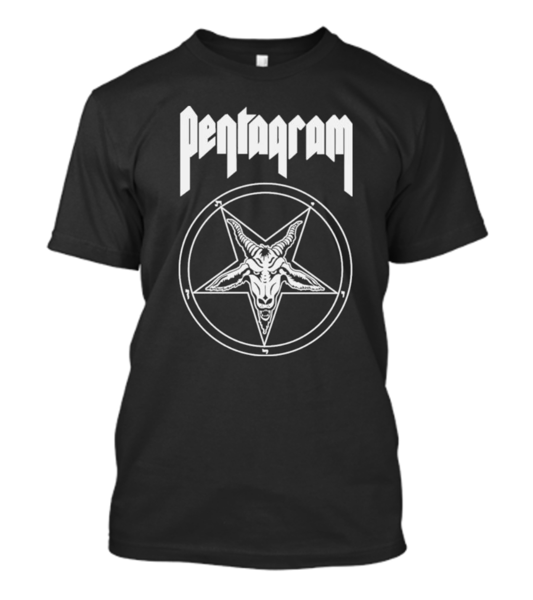 Pentagram Relentless Goat Head Symbol In Circle T-Shirt
