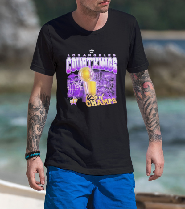 Los Angeles Court Kings City Of Champs 17 Golden Trophy T-Shirt