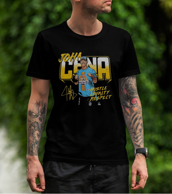 John Cena Hustle Loyalty Respect Never Give Up Signature WWE T-Shirt