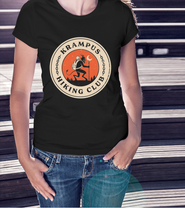 Krampus Hiking Club Moonlit Forest Adventure T-Shirt