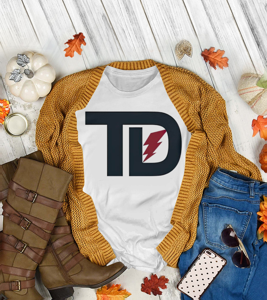 TD Logo with Red Lightning Bolt Tank Dell Houston Texans Football T-Shirt