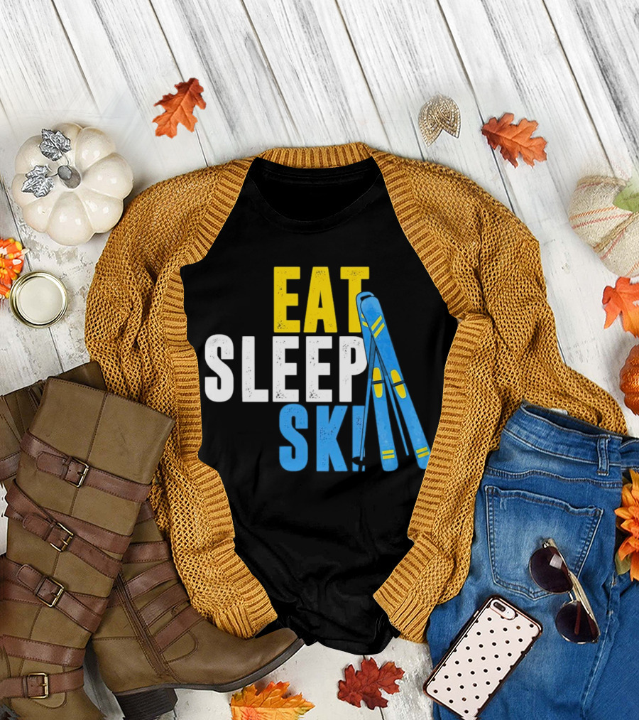 Eat Sleep Ski Skiing Ski Poles T-Shirt