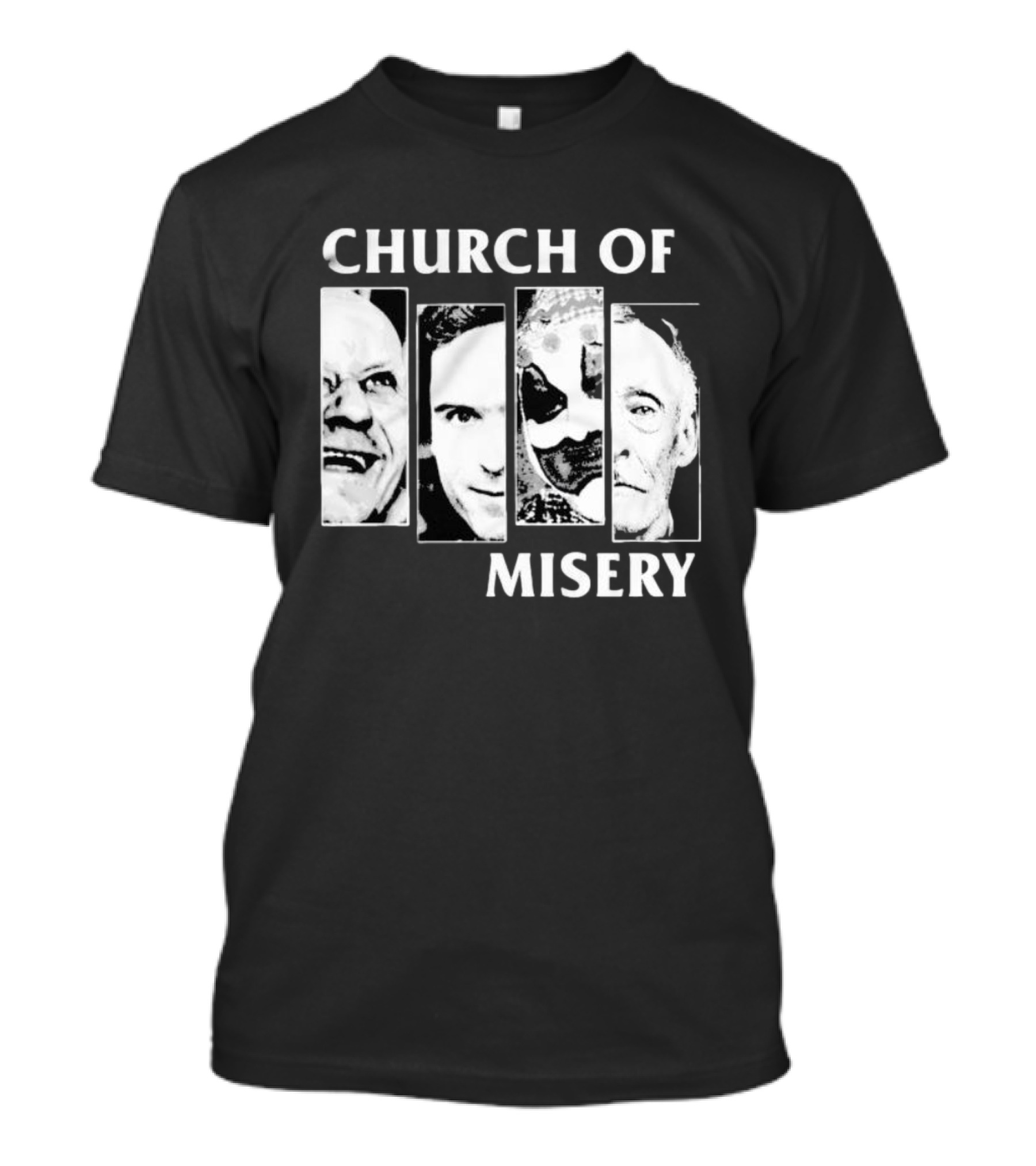 Church Of Misery Serial Killer Portraits Quad Collage T-Shirt