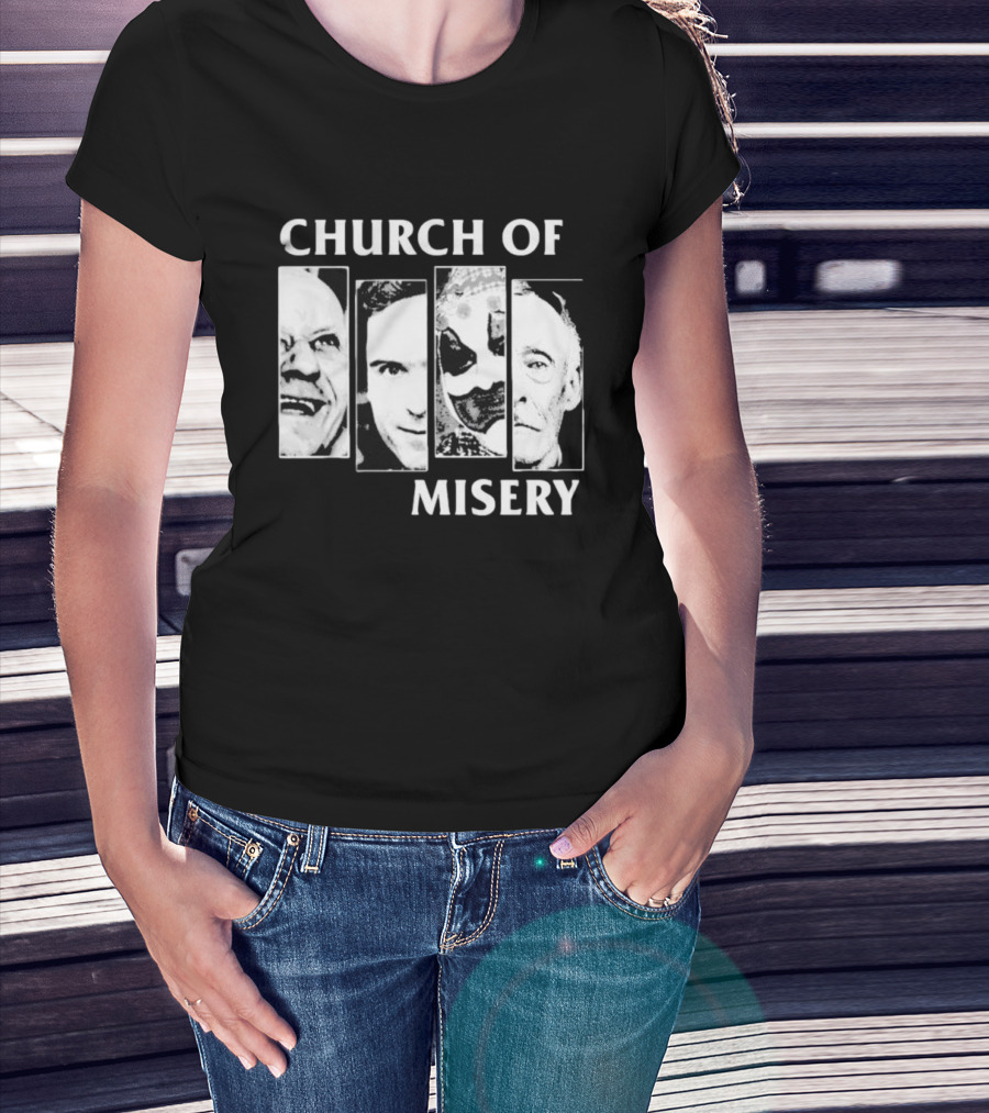 Church Of Misery Serial Killer Portraits Quad Collage T-Shirt