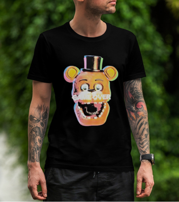 Five Nights At Freddy’s Game Over Text Freddy Head With Hat T-Shirt