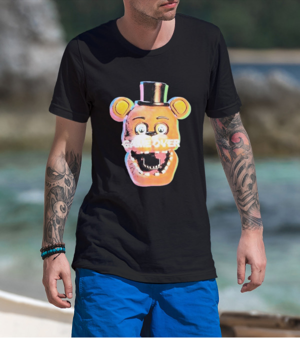 Five Nights At Freddy’s Game Over Text Freddy Head With Hat T-Shirt