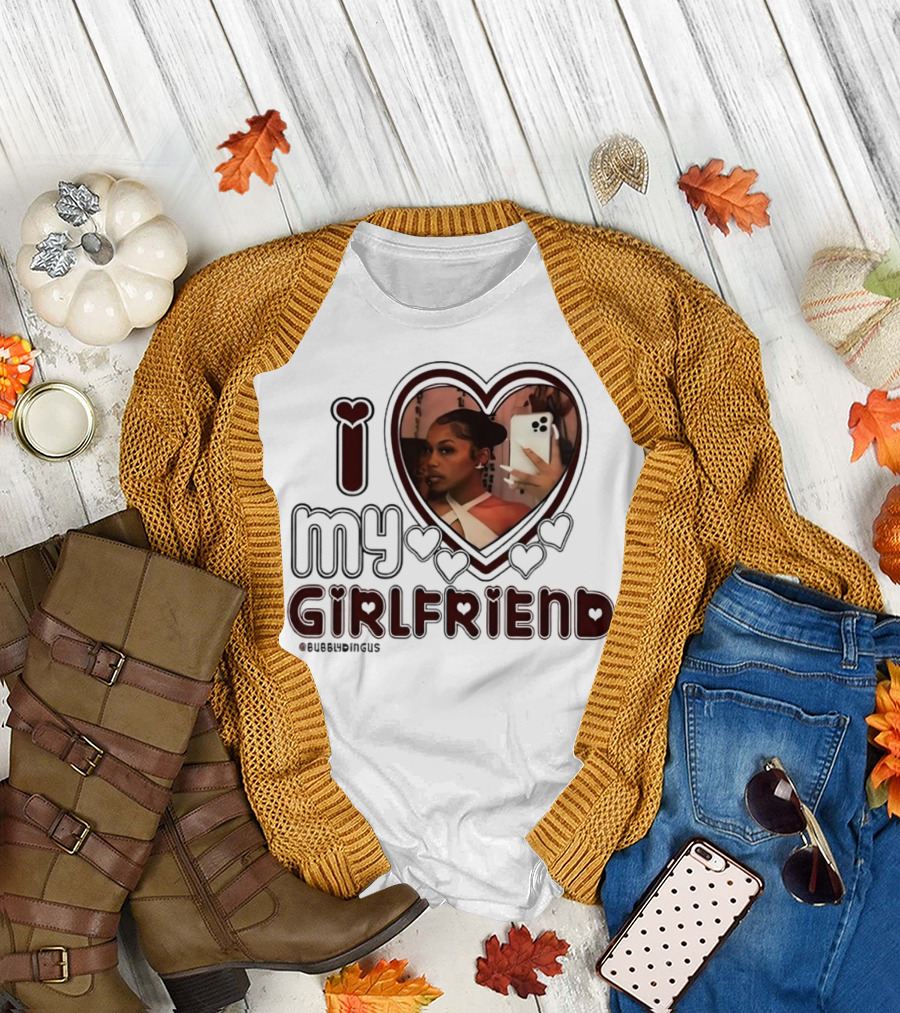 I Love My Girlfriend Heart Photo Bubblydingus T-Shirt