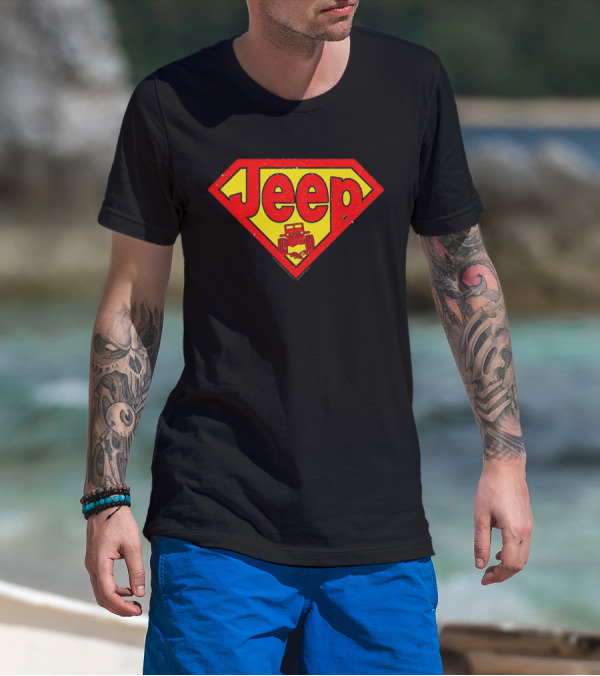 Jeep Super Red Yellow Emblem Superman Style 4x4 Off-Road T-Shirt
