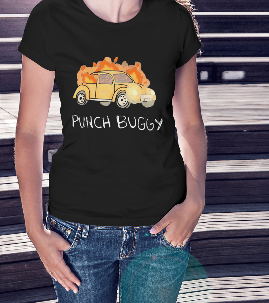 Punch Buggy Car On Fire Iconic Flames Image T-Shirt