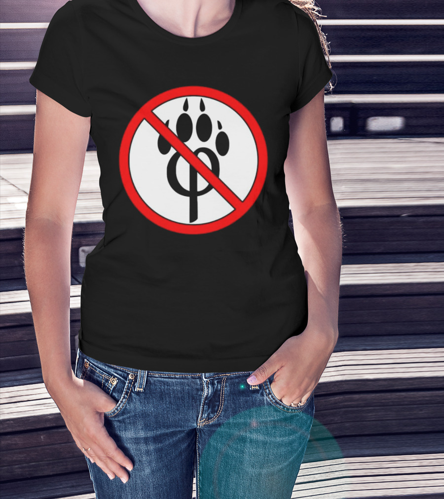 Anti Furry Paw Symbol With Red Prohibition Circle T-Shirt