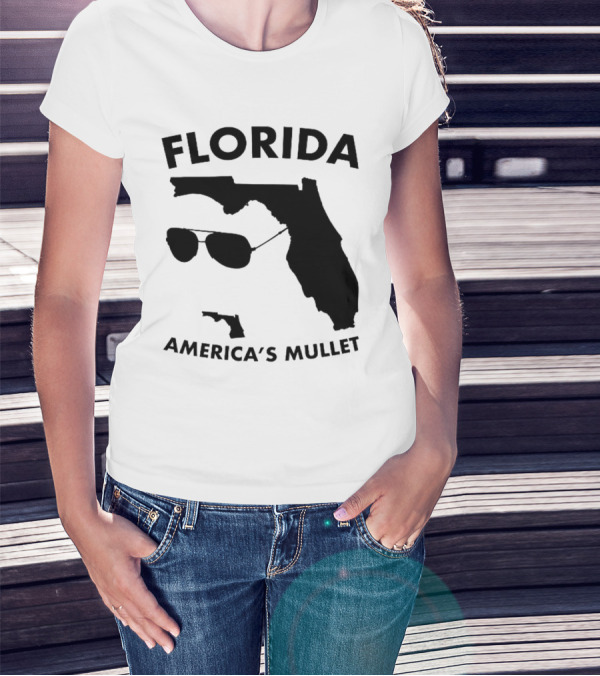 Florida America's Mullet Sunglasses State Outline T-Shirt