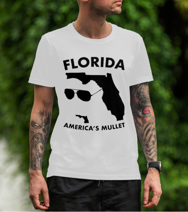 Florida America's Mullet Sunglasses State Outline T-Shirt