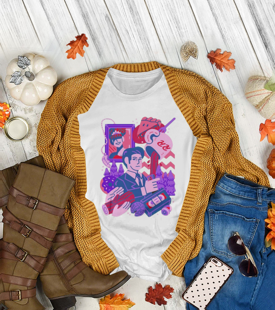 Meanwhile Twin Peaks Mystery Icons and Coffee Pie Logs T-Shirt