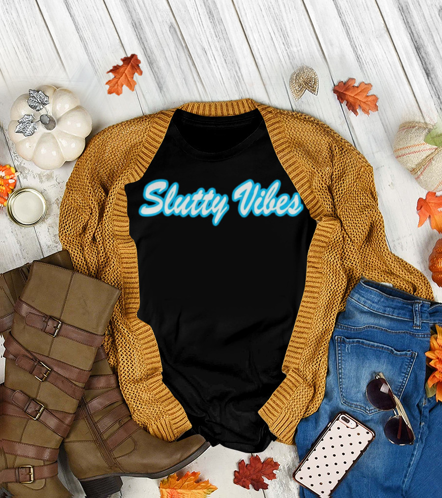 Slutty Vibes Neon Text T-Shirt