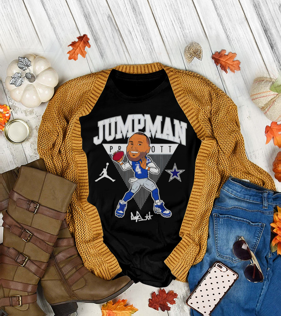 Jumpman Prescott Dak Prescott Dallas Cowboys 4 Signature Football Star T-Shirt