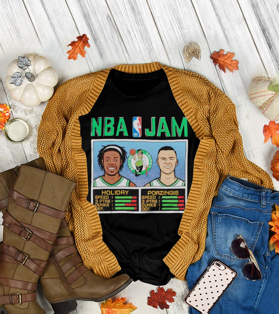 NBA Jam Celtics Holiday Porzingis Stats T-Shirt