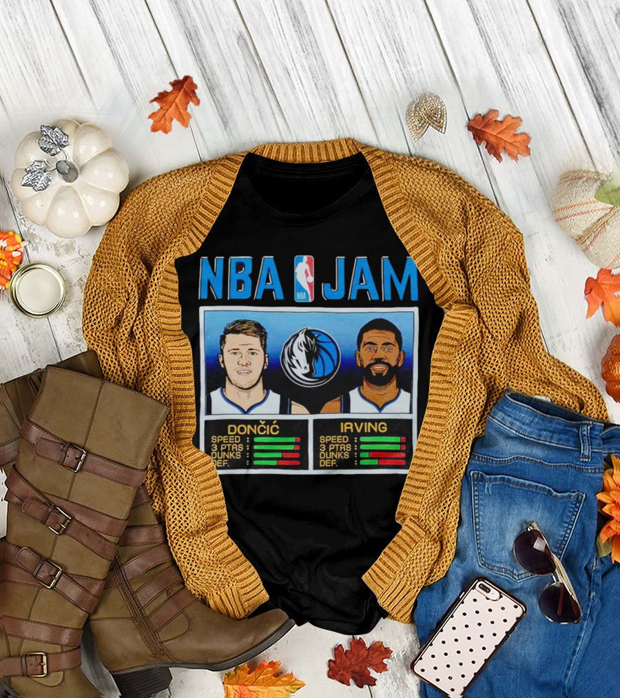 NBA Jam Mavericks Luka Dončić Kyrie Irving Stats T-Shirt