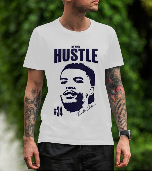 Kenny Hustle Kenrich Williams #34 Signed Face T-Shirt