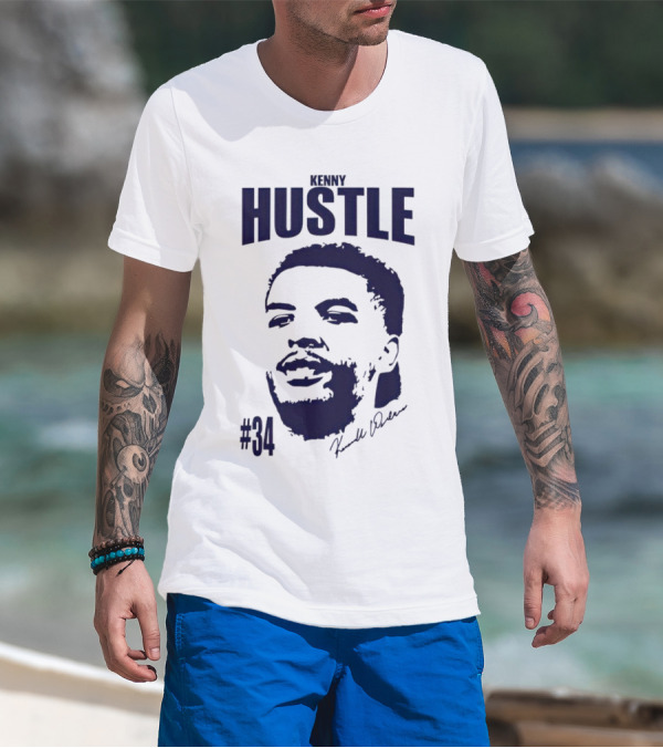 Kenny Hustle Kenrich Williams #34 Signed Face T-Shirt