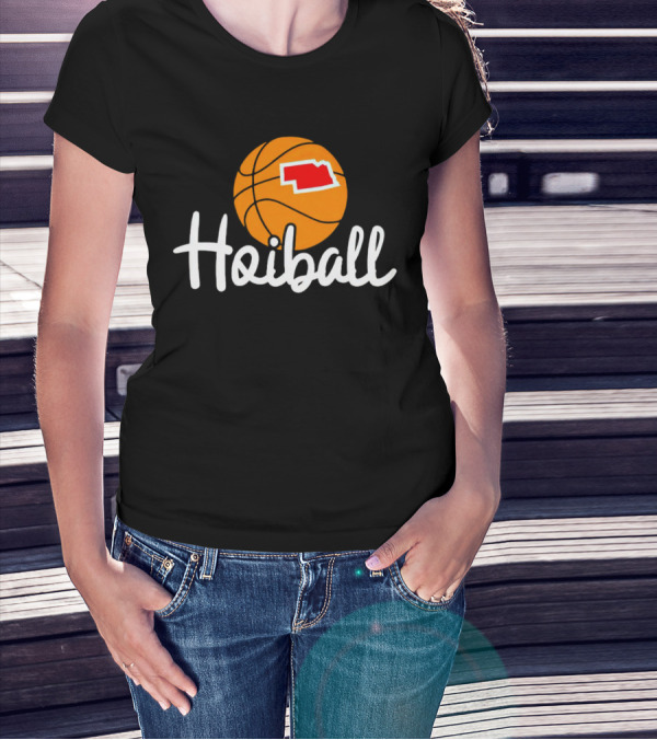 Nebraska Hoiball Basketball Icon With State Outline T-Shirt