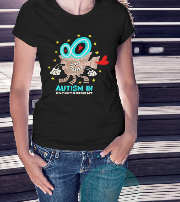 Autism In Entertainment Starry-Eyed Robot With Heart Projector T-Shirt