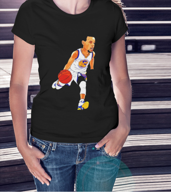 Steph Curry Oakland Basketball Cartoon Golden State Warriors T-Shirt