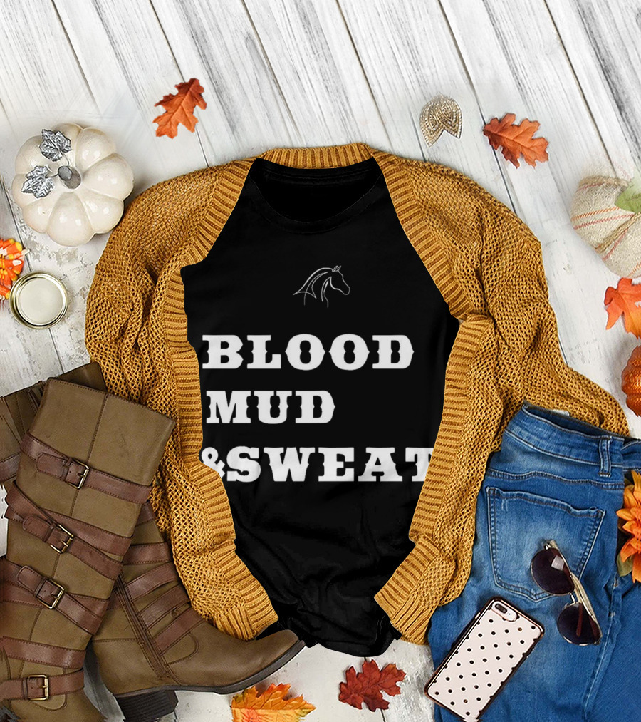 Blood Mud and Sweat Thoroughbred Horse Head T-Shirt