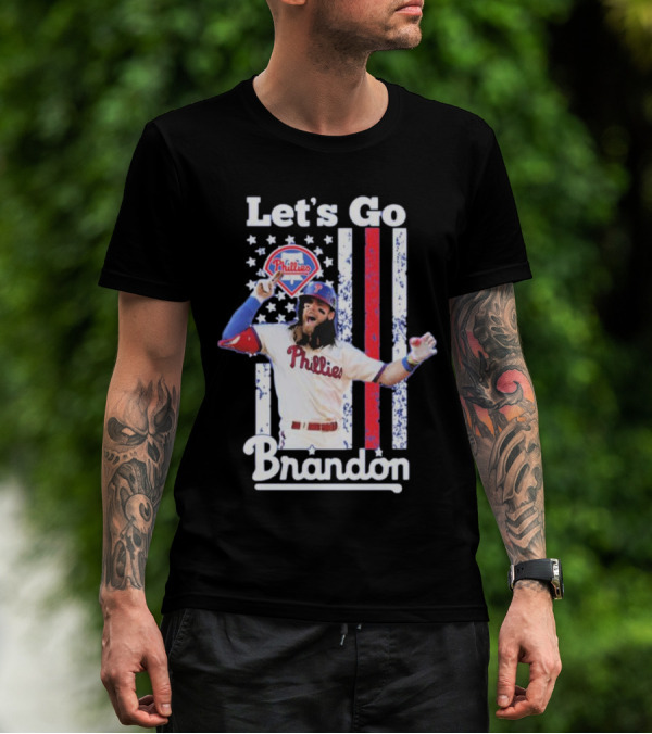 Philadelphia Phillies Let’s Go Brandon Baseball American Flag Stars Stripes T-Shirt