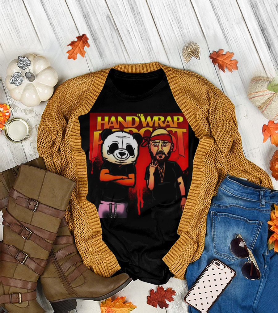 The Hand Wrap Podcast Panda Mask and Bandana Characters T-Shirt