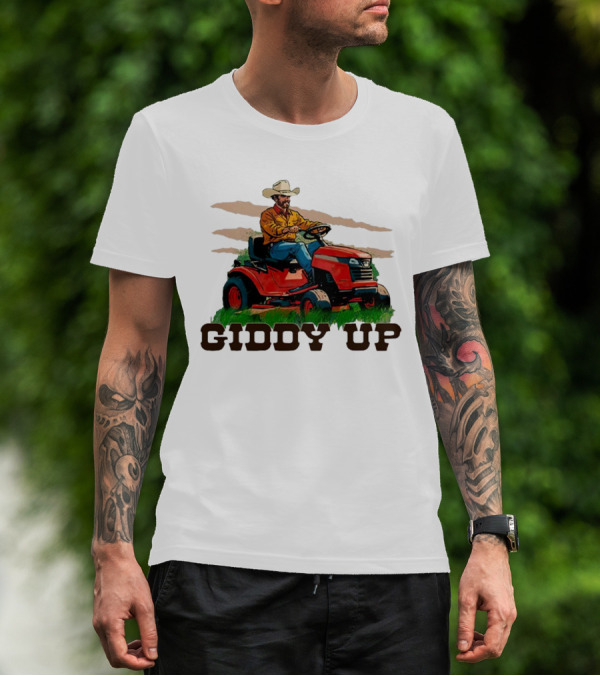 Giddy Up Cowboy On Lawn Mower T-Shirt