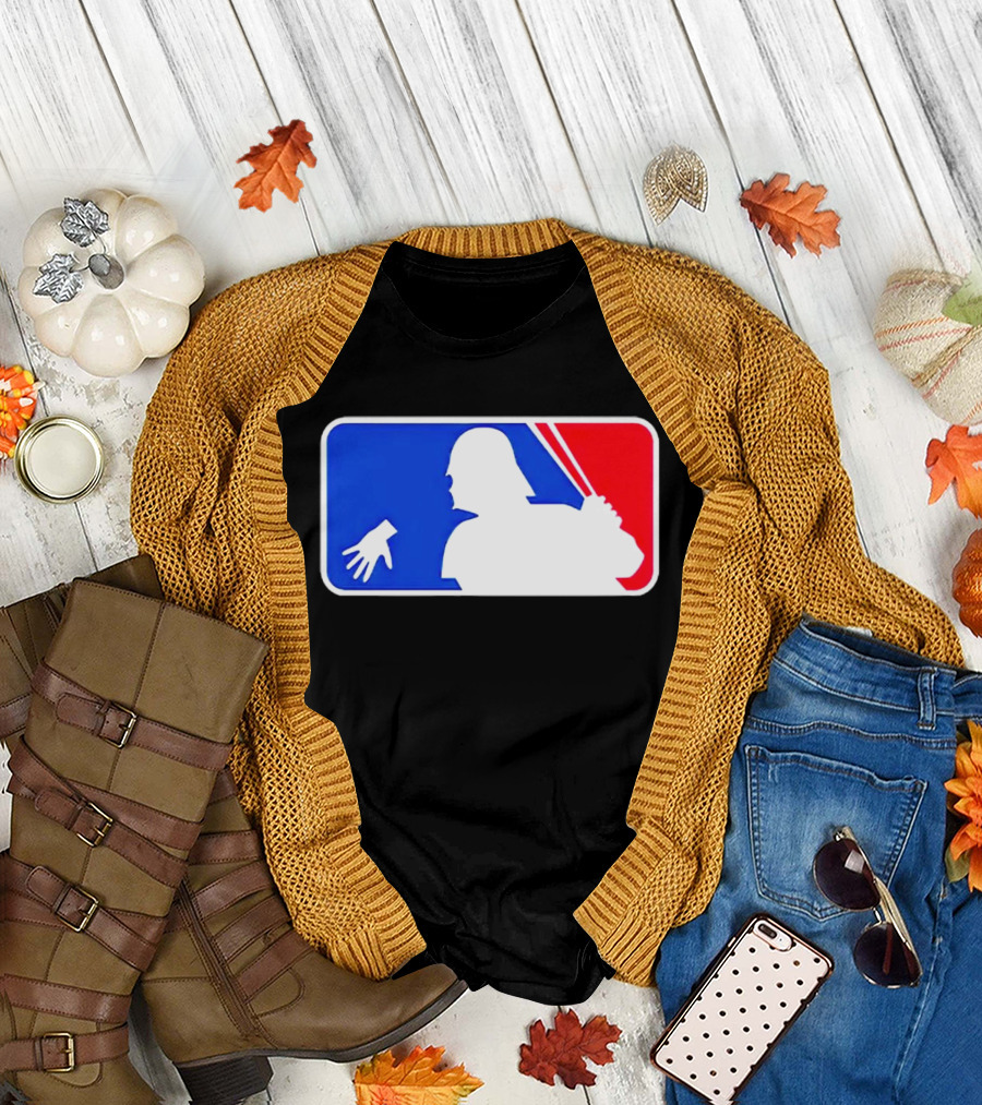 Darth Vader MLB Parody Silhouette with Baseball Bat and Hand T-Shirt