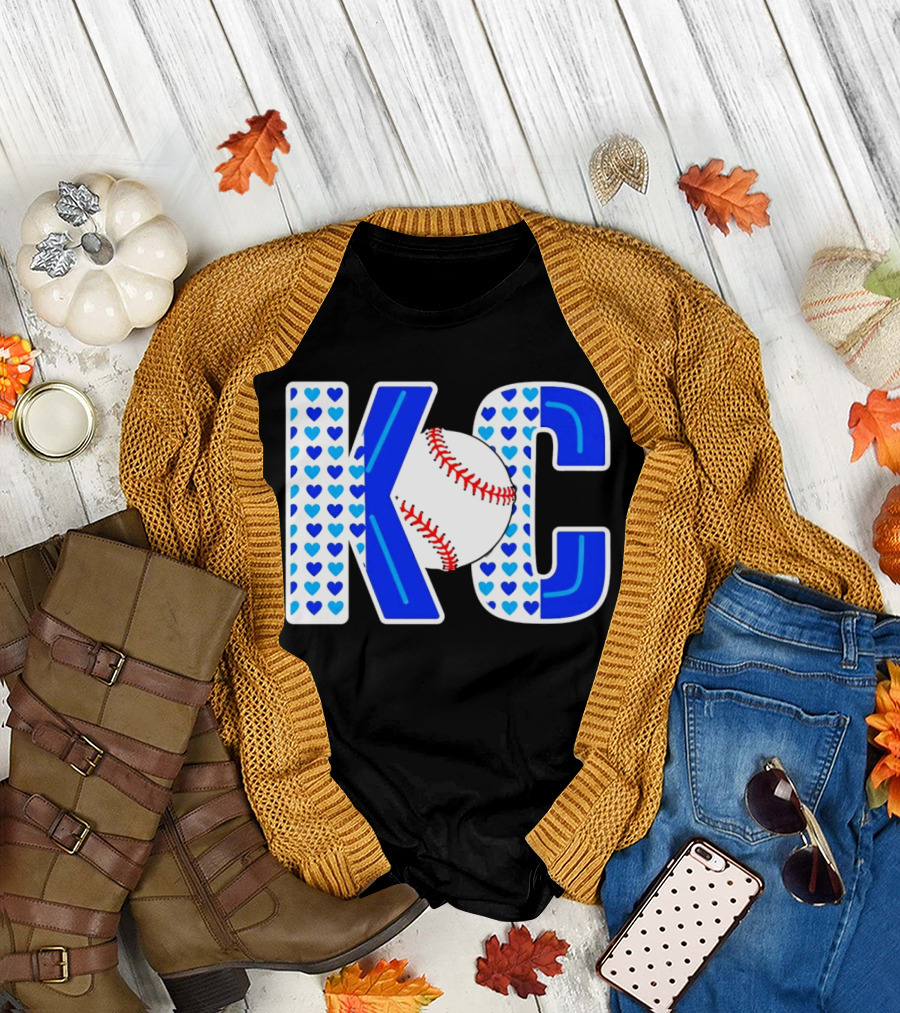 KC Heart Baseball Royals MLB T-Shirt