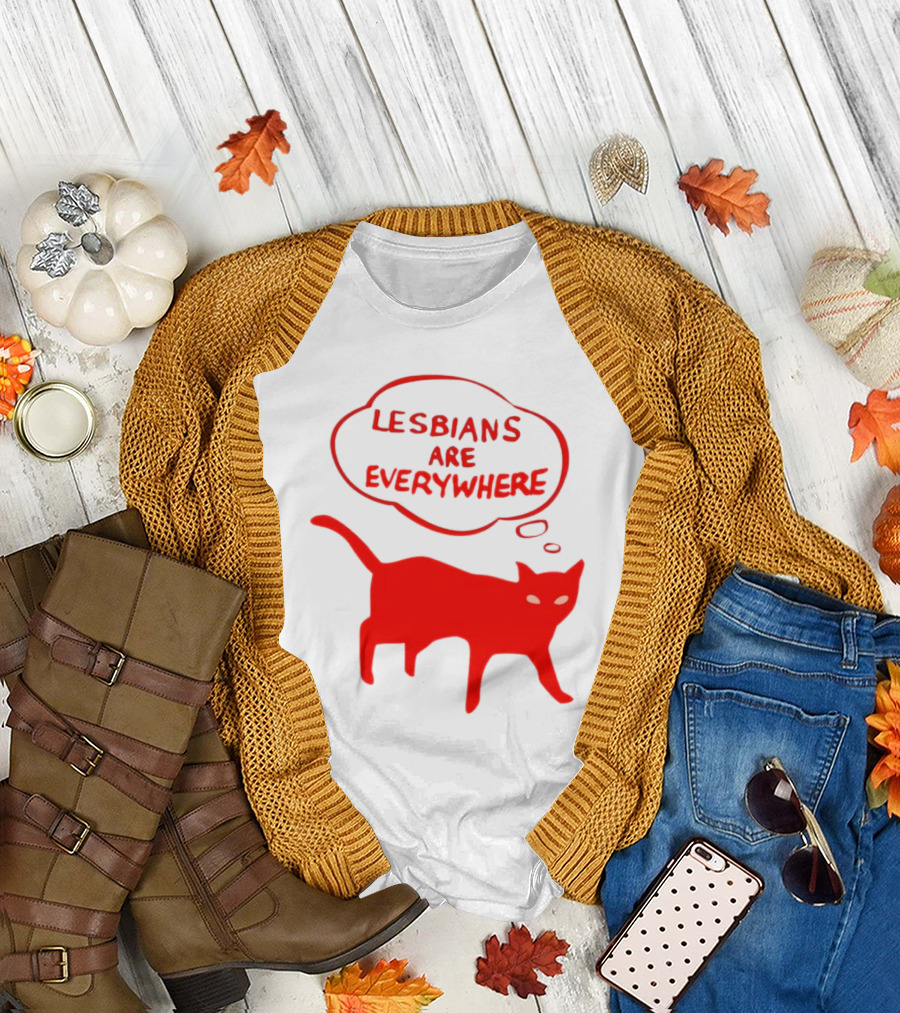 Lesbians Are Everywhere Red Cat T-Shirt